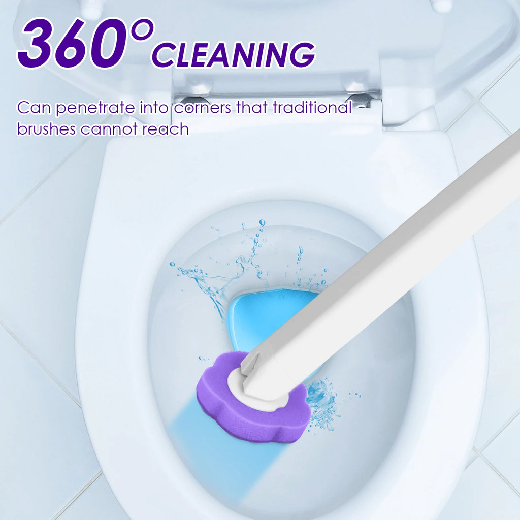 Toilet Wand Kit Wall Mounted Toilet Brush Set with 24 Replacement Brush Heads 360° Bathroom Effective Cleaning Tool for Home