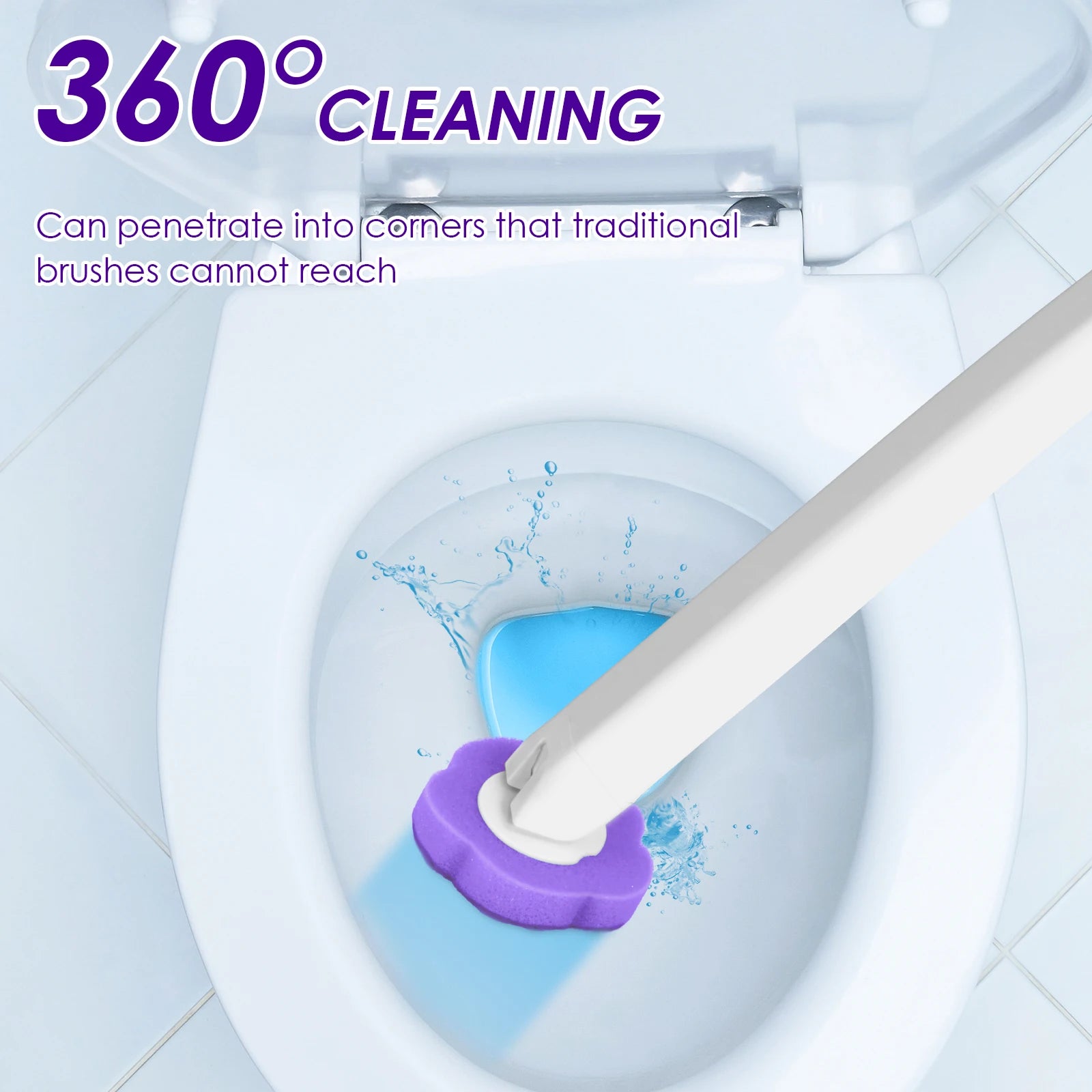 Toilet Wand Kit Wall Mounted Toilet Brush Set with 24 Replacement Brush Heads 360° Bathroom Effective Cleaning Tool for Home