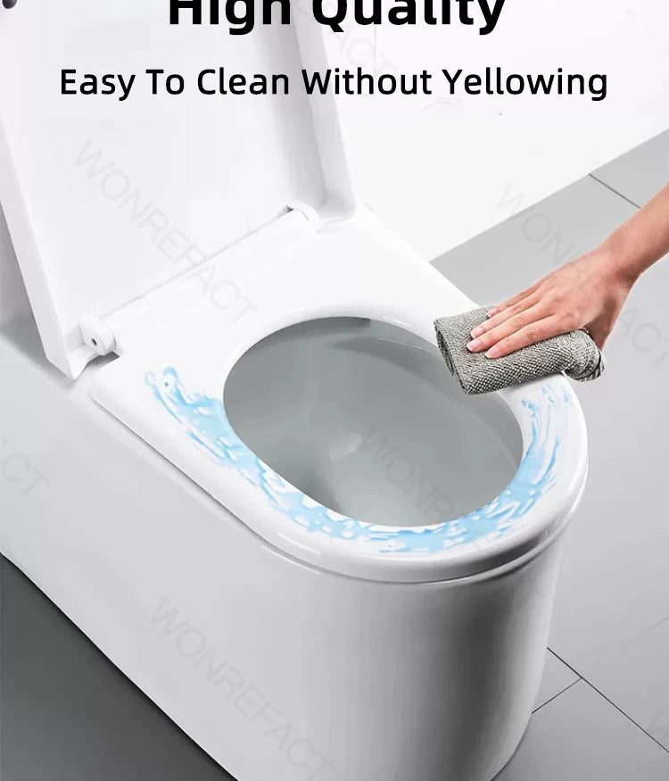 Bathroom Toilet Lid Easy Installation Widened Arc Toilet Lid Round Toilet Seat Elongated Oval Seat Silent Closed Seat（White）