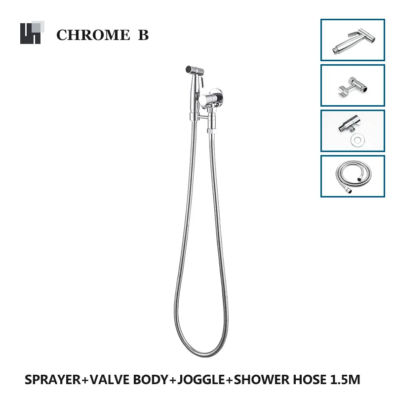 Brushed Gold Handheld Toilet Seat Bathtub Sprayer Stainless Steel Shower Handheld Spray Gun Wall-Mounted Bathroom Accessories