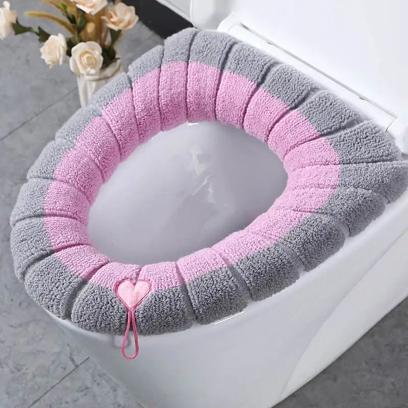 4/1 Pieces Toilet Seat Pad Toilet Seat Covers with Handle Soft Bathroom Toilet Lid Cover Cushion Thicker Stretchable Washable