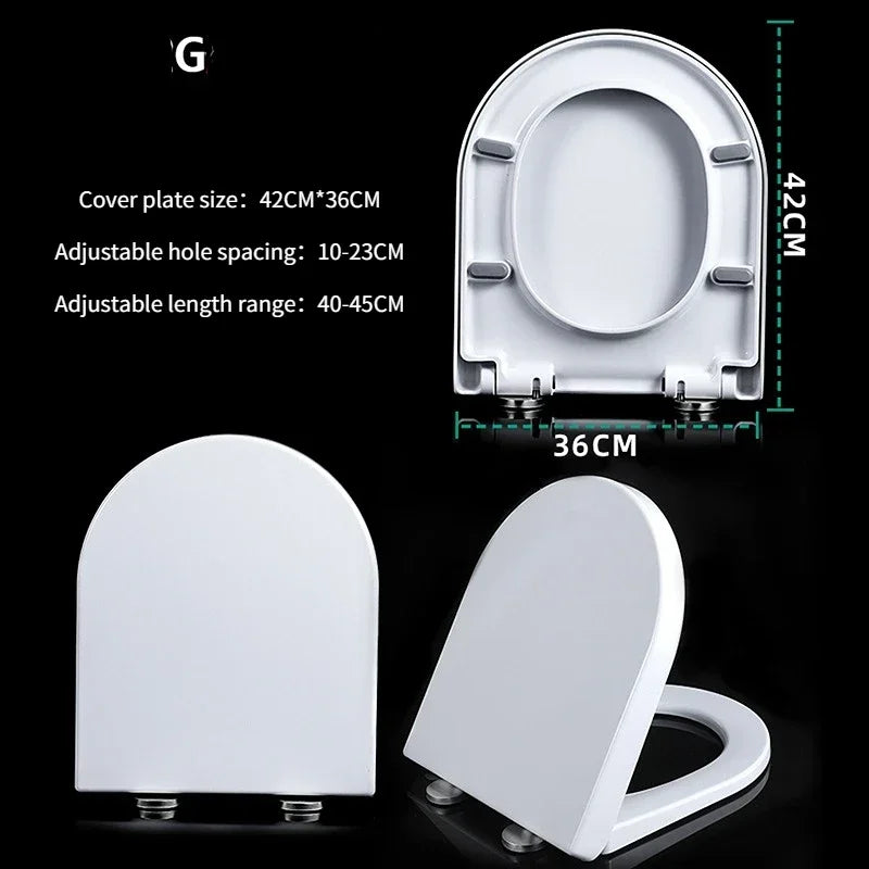 Resin Toilet Seat Cover Universal Old Thickened U-shaped Slow-Close    Smart