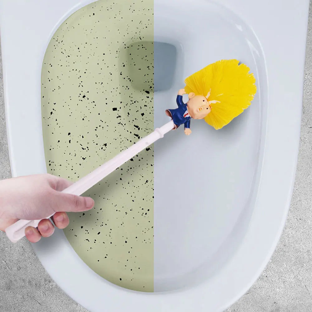 Funny Toilet Cleaning Brush Novelty Donald Bathroom Toilet Brush with Holder Toilet Bowl Brush Gift Household Accessories