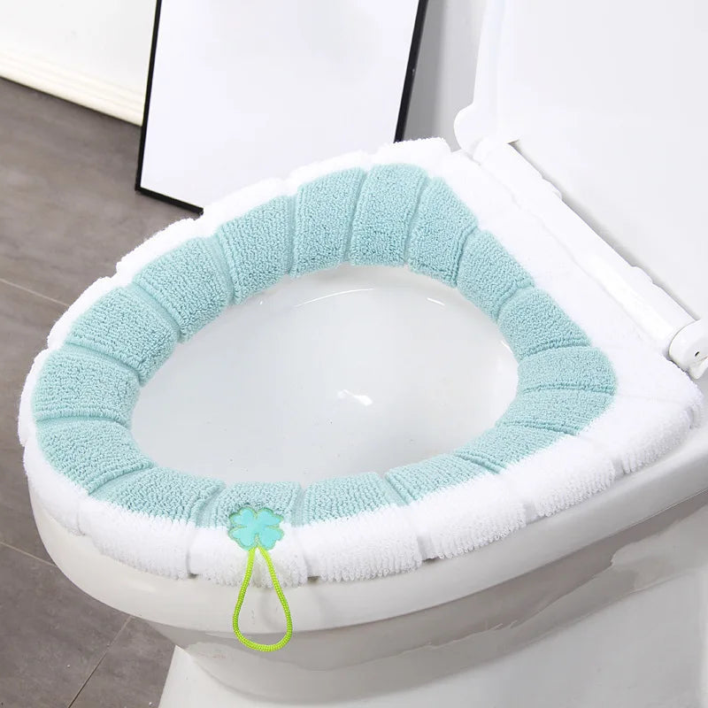 1PC Warm Comfy Toilet Seat Cover Bathroom Toilet Seat Closestool Washable Soft Warmer Mat Cover Pad Cushion Tapa WC Mat F1128