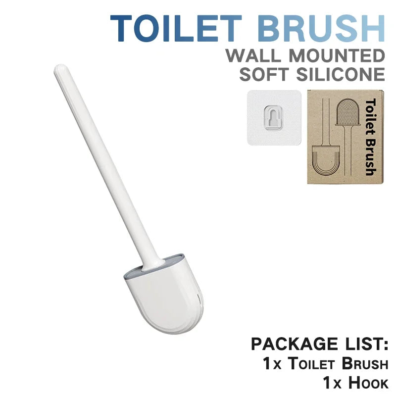 Toilet Brush Silicone Toilet Cleaning Brush Wall Mounted Toilet Cleaner Brooms Set Modern WC Kit Beauty Bathroom Accessories