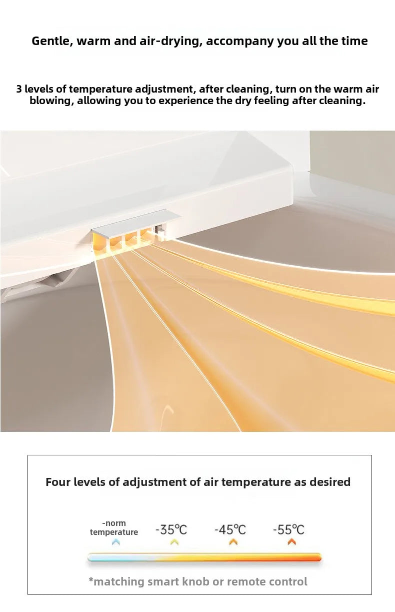 Smart Toilet Seat Cover with Instant Heating, Multi-function Wash, Foam Shield, Electric Bidet Lid for Household Bathroom