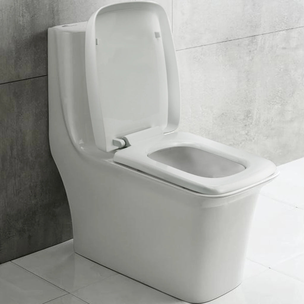 Square Toilet Seat Soft Close White, Soft Close Toilet Seat-Top Fixing, Quick Realease Toilet Seat for Easy Cleaning