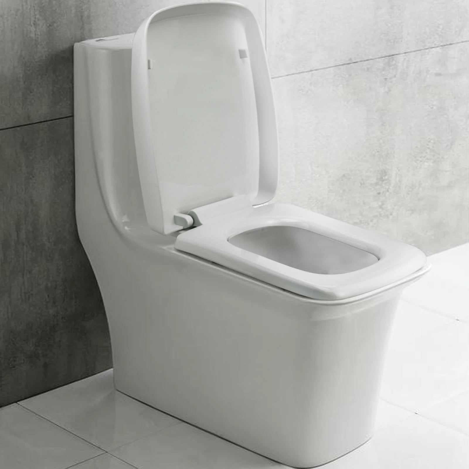 Square Toilet Seat Soft Close White, Soft Close Toilet Seat-Top Fixing, Quick Realease Toilet Seat for Easy Cleaning
