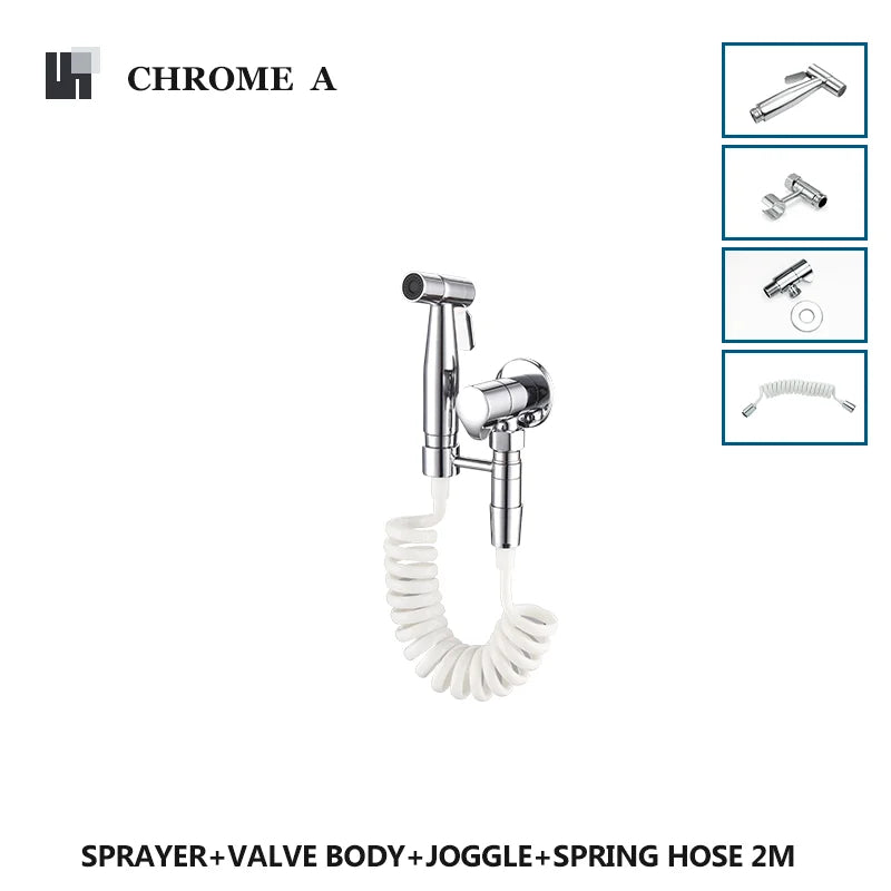 Brushed Gold Handheld Toilet Seat Bathtub Sprayer Stainless Steel Shower Handheld Spray Gun Wall-Mounted Bathroom Accessories