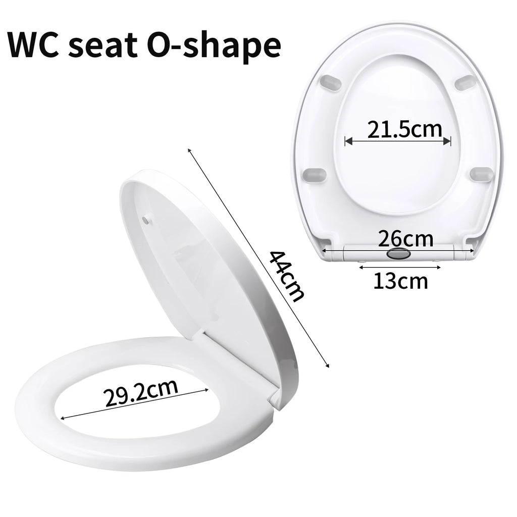 Slow Close O-Shape Toilet Seat Quiet Lid Durable Anti-Bacterial Simple Top Fixing Removable Universal Bathroom Accessories
