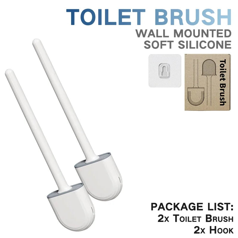 Toilet Brush Silicone Toilet Cleaning Brush Wall Mounted Toilet Cleaner Brooms Set Modern WC Kit Beauty Bathroom Accessories