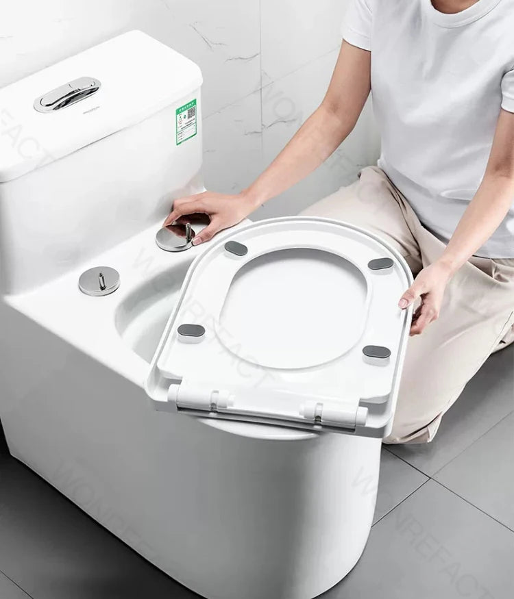 Bathroom Toilet Lid Easy Installation Widened Arc Toilet Lid Round Toilet Seat Elongated Oval Seat Silent Closed Seat（White）