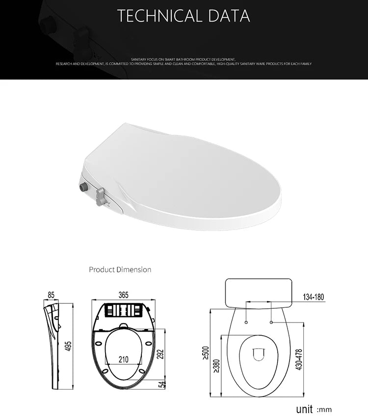 Bidet Toilet Seat Personal Hygiene Adjustable Spray Bidet Seat for Elongated Toilets Nozzle Cold Water Toilet Lid WC
