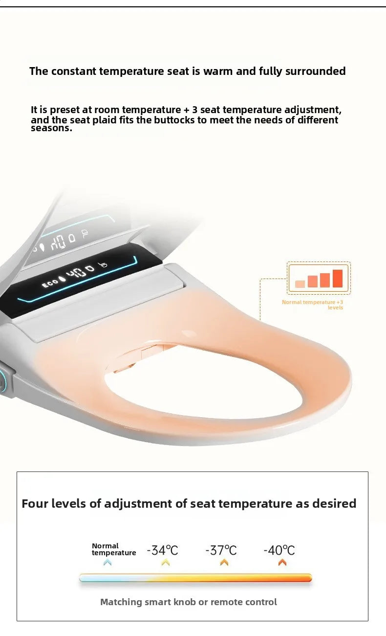 Smart Toilet Seat Cover with Aroma Automatic Flip Voice Control Remote Bidet Wash Dryer