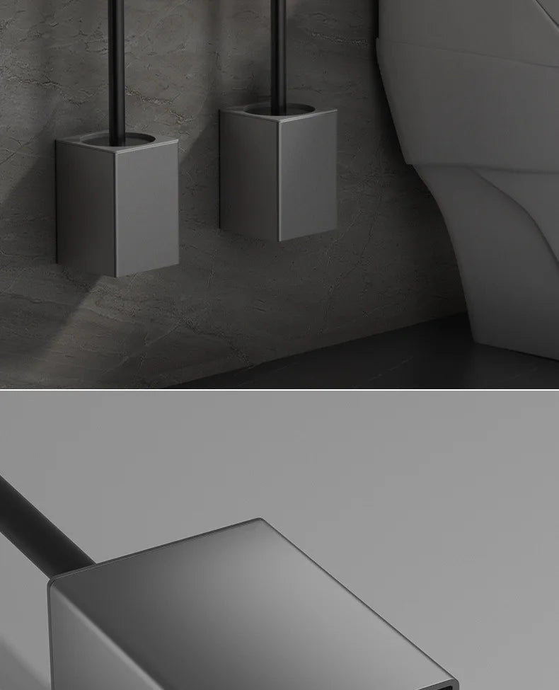 Toilet brush toilet holder bathroom accessories Creative Wall Mounted Aluminum Alloy Lavatory Brush Toilet Brush Holder Set
