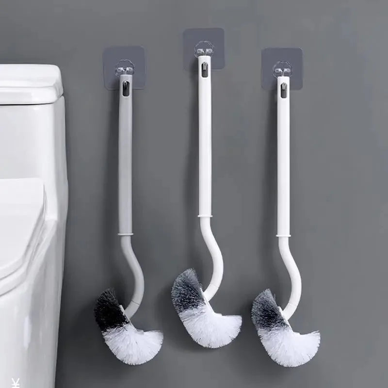 Bathroom Wall-mounted S-type Toilet Curve Brush Bent Head Corner Gap Brush Soft Hair Household Items Cleaning  Tools Accessories