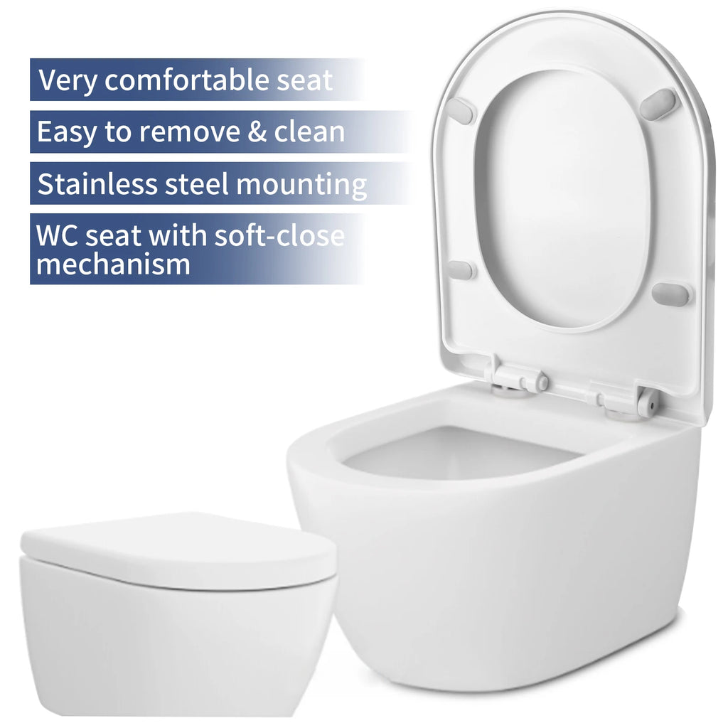 White Toilet Seat Soft Close Soft Close PP Toilet Seat Bottom and Top Fixing Quick Release for Easy Clean Sturdy Anti-Bacterial