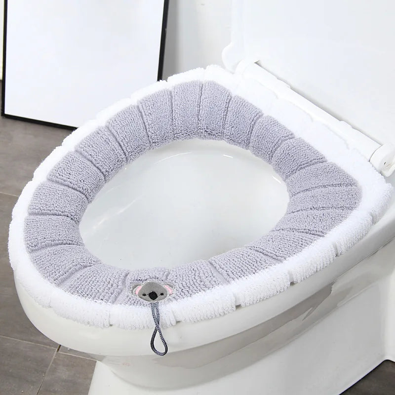 1PC Warm Comfy Toilet Seat Cover Bathroom Toilet Seat Closestool Washable Soft Warmer Mat Cover Pad Cushion Tapa WC Mat F1128