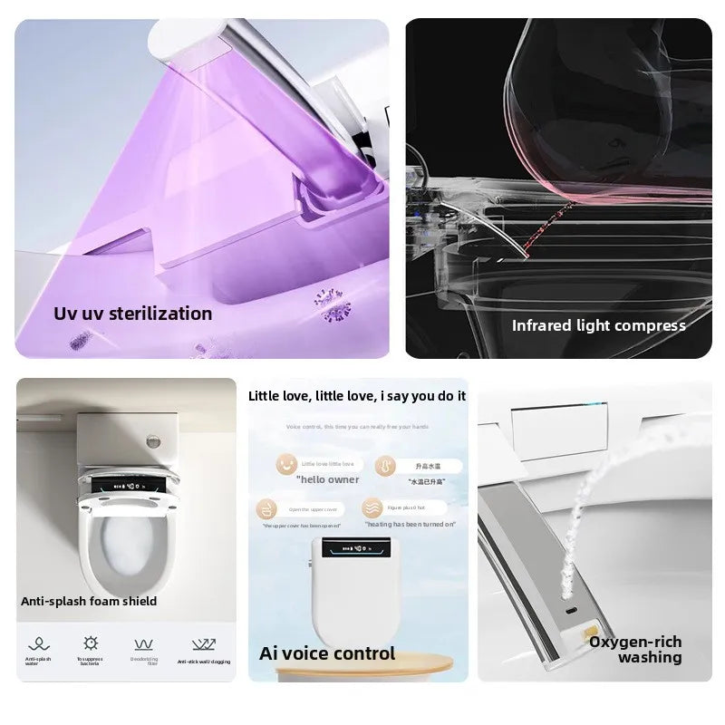 Smart Toilet Seat Cover with Aroma Automatic Flip Voice Control Remote Bidet Wash Dryer