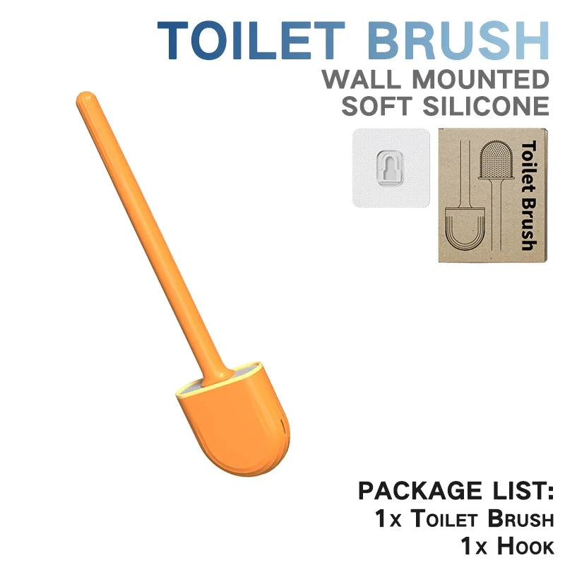 Toilet Brush Silicone Toilet Cleaning Brush Wall Mounted Toilet Cleaner Brooms Set Modern WC Kit Beauty Bathroom Accessories