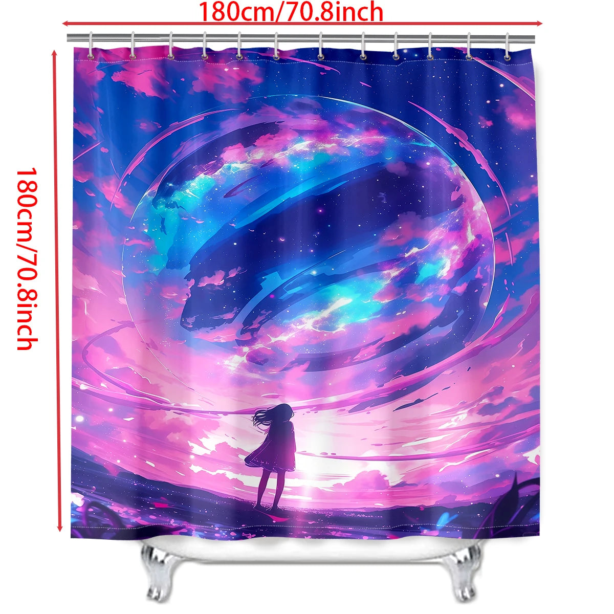 1/4 Piece Colorful Milky Way Starry Sky Shower Curtain Bathroom Set Anti Slip Floor Mat U-shaped Floor Mat with Hook Toilet Seat