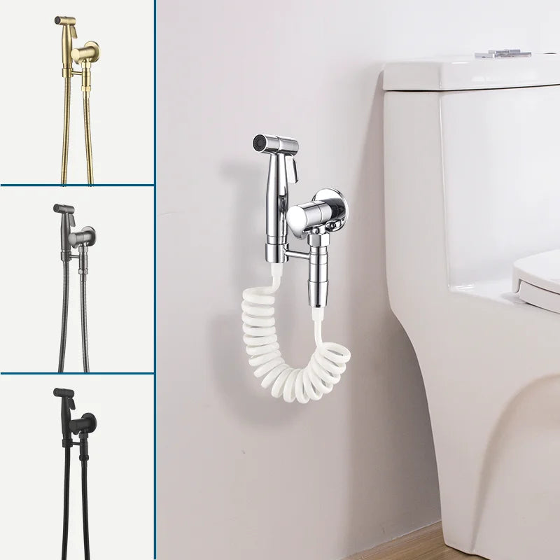 Brushed Gold Handheld Toilet Seat Bathtub Sprayer Stainless Steel Shower Handheld Spray Gun Wall-Mounted Bathroom Accessories