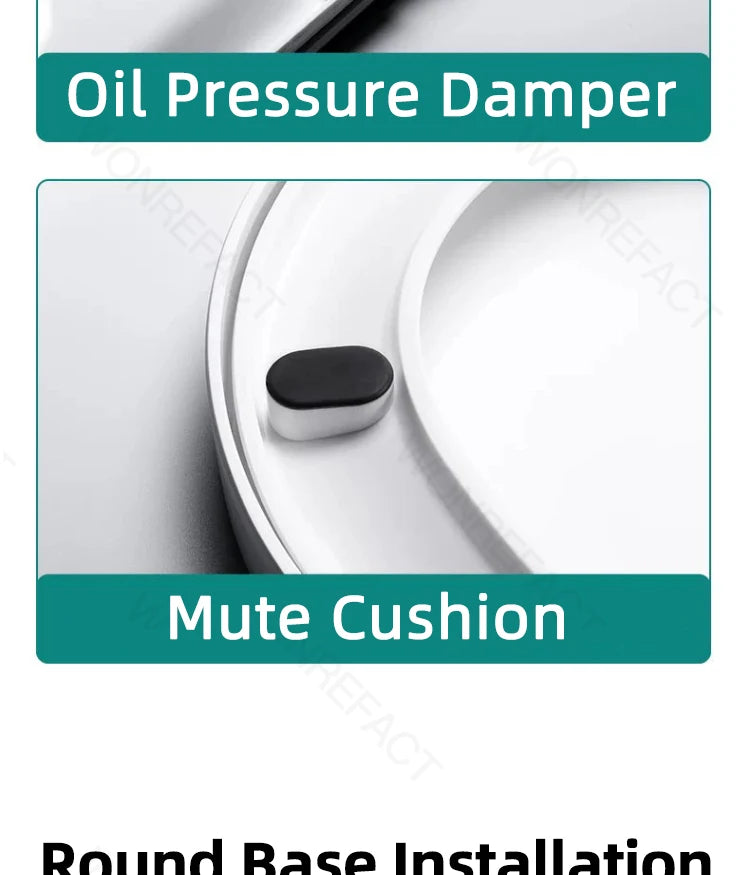 Bathroom Toilet Lid Easy Installation Widened Arc Toilet Lid Round Toilet Seat Elongated Oval Seat Silent Closed Seat（White）