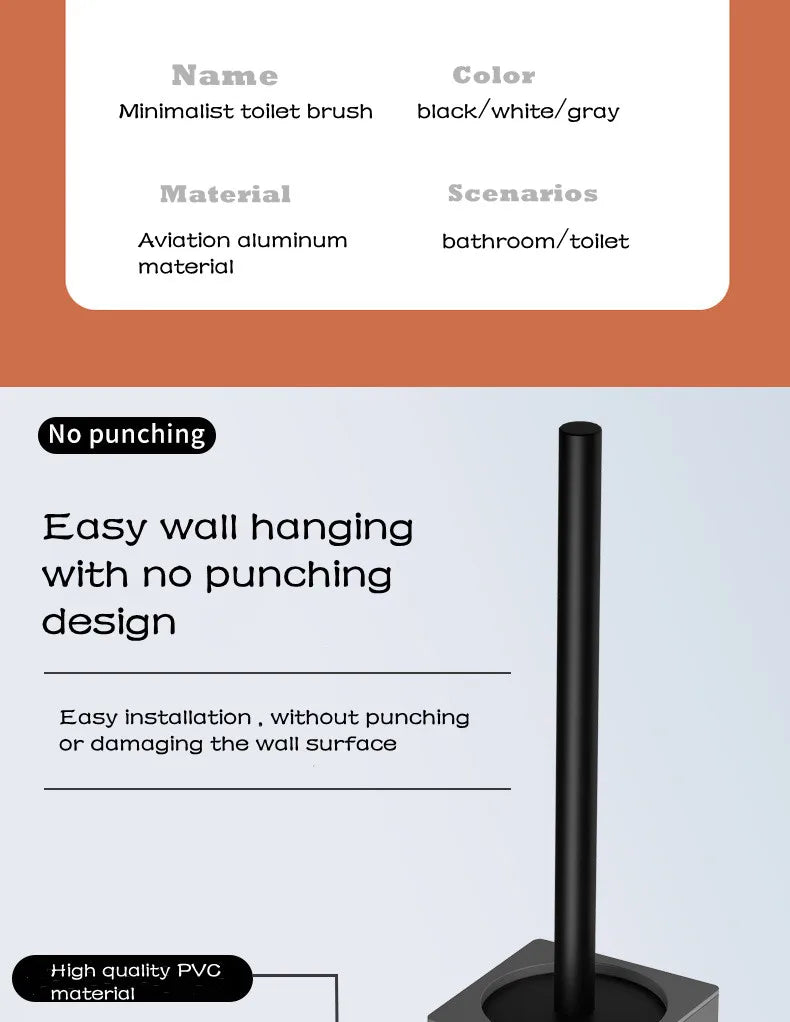 Toilet brush toilet holder bathroom accessories Creative Wall Mounted Aluminum Alloy Lavatory Brush Toilet Brush Holder Set