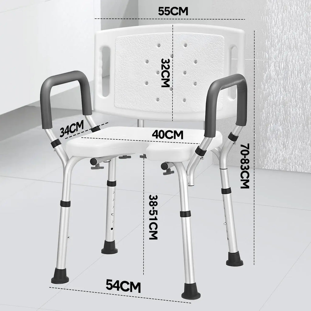 Legs Shower Chair with Back, Waterproof  Stool, Bathroom Seat Sturdy Shower Stool for Elderly Pregnant Seniors