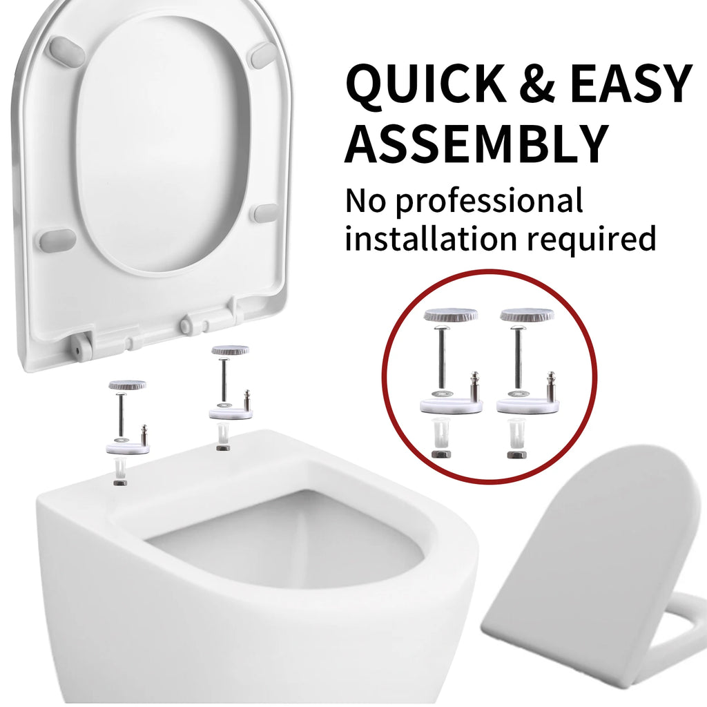 Slow Close O-Shape Toilet Seat Quiet Lid Durable Anti-Bacterial Simple Top Fixing Removable Universal Bathroom Accessories