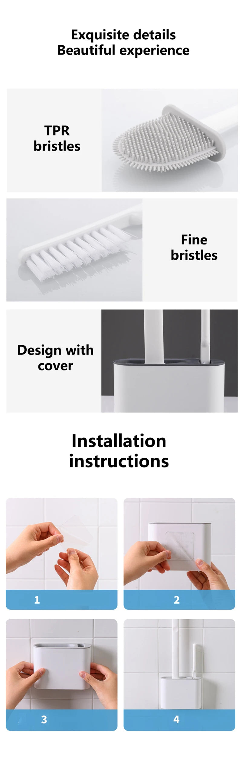 Silicone Soft Hair Without Dead Corner Toilet Cleaning Brush,Wall-mounted Toilet Brush,Bathroom Cleaning Brush,Cleaning Supplies