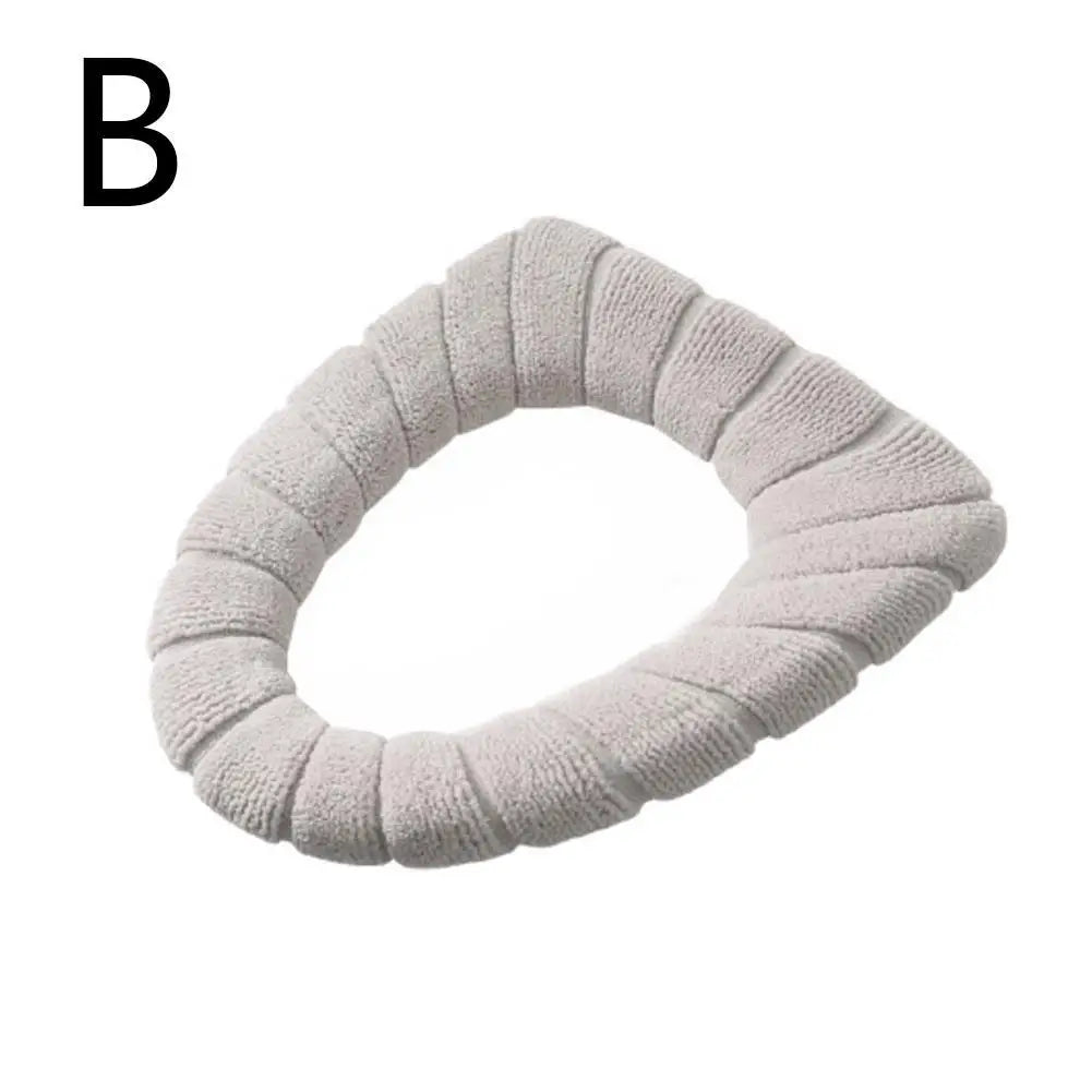 Winter Warm Toilet Seat Cover Closestool Mat 1Pcs Washable Bathroom Accessories Knitting Pure Color Soft O-shape Pad Toilet Seat