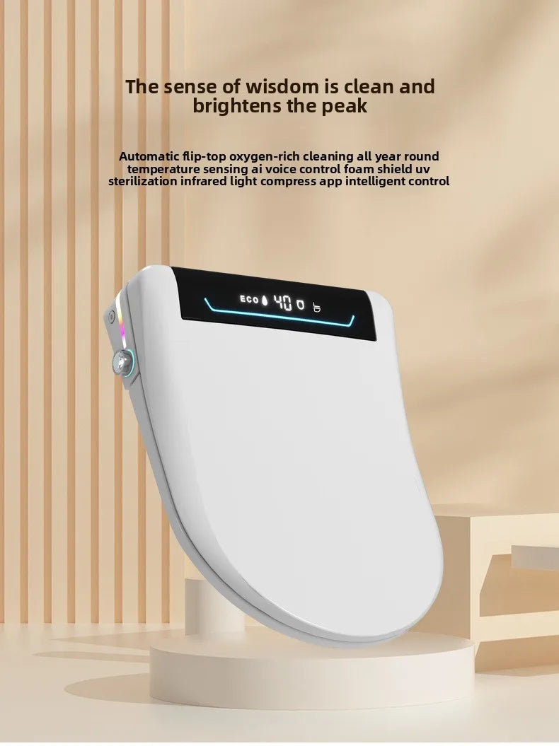 Smart Toilet Seat Cover with Aroma Automatic Flip Voice Control Remote Bidet Wash Dryer