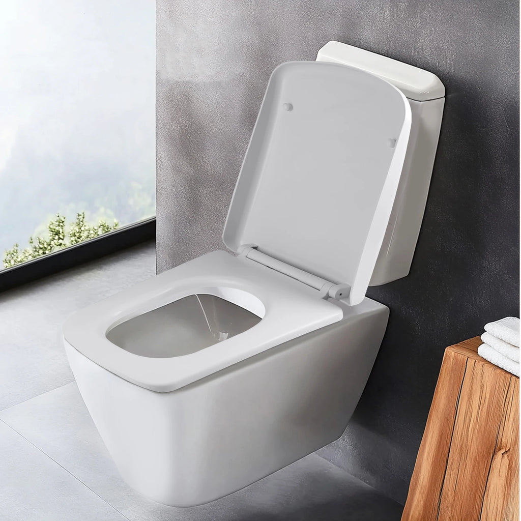 White Toilet Seat Soft Close Soft Close PP Toilet Seat Bottom and Top Fixing Quick Release for Easy Clean Sturdy Anti-Bacterial