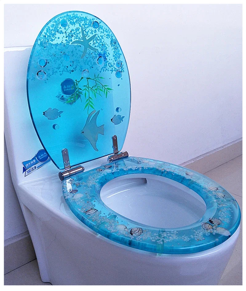 Beautiful Resin Toilet Seat Cover Stainless Steel Slow Down Toilet Cover Mute Thickened U/V/O Universal tapa de baño wc