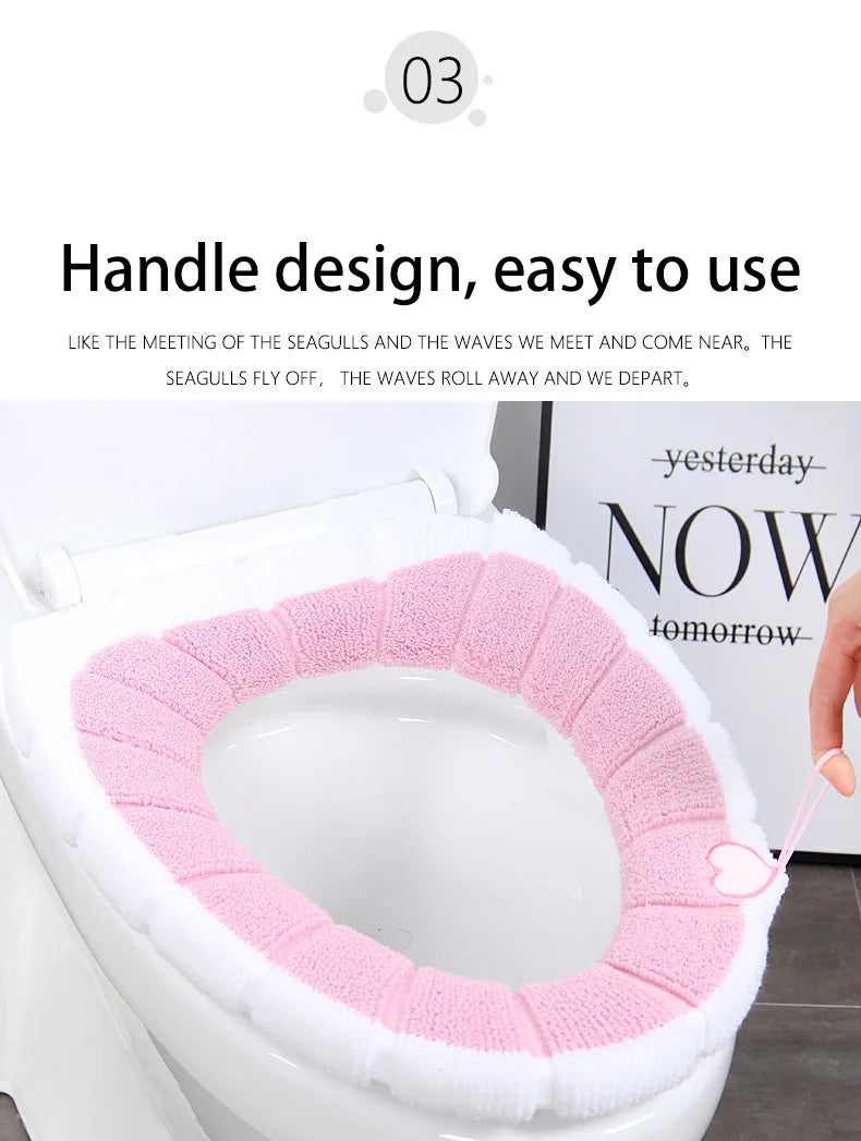 1PC Warm Comfy Toilet Seat Cover Bathroom Toilet Seat Closestool Washable Soft Warmer Mat Cover Pad Cushion Tapa WC Mat F1128