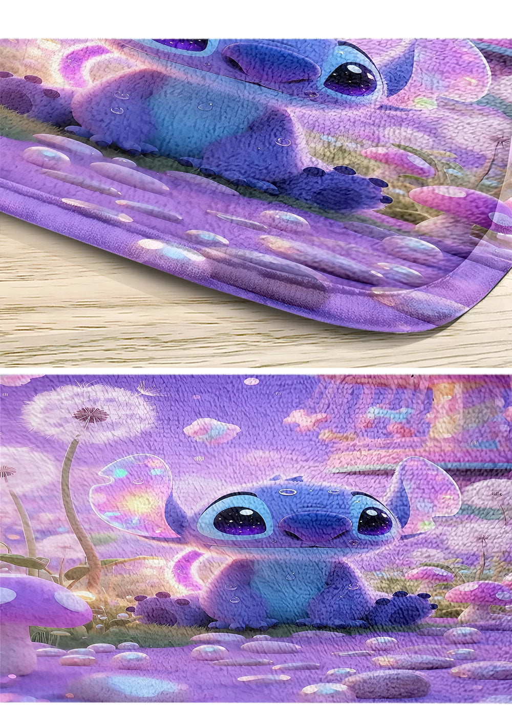 MINISO  Cartoon Home Bathroom Set, Non Slip Floor Mats, U-shaped Mats, Toilet Seat Pads, Waterproof Shower Curtains with Hooks