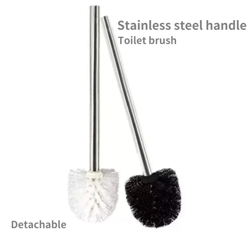 1/2pcs Japanese Minimalist Toilet Brush with Stainless Steel Handle Premium Brush Head for Bathroom Cleaning