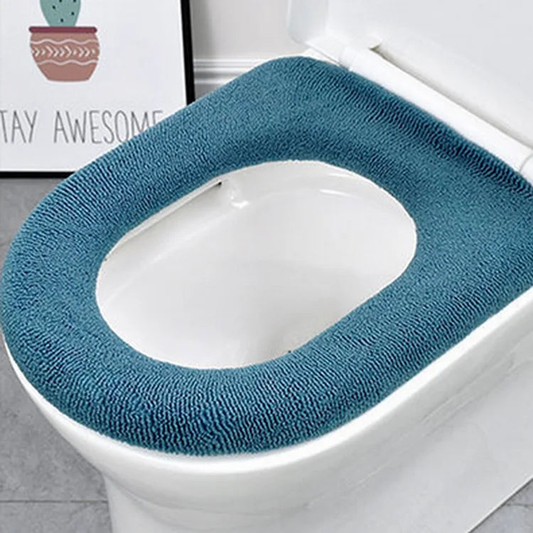 Winter Warm Toilet Seat Cover Mat Bathroom Toilet Pad Cushion with Handle Thicker Soft Washable Closestool Warmer Accessories