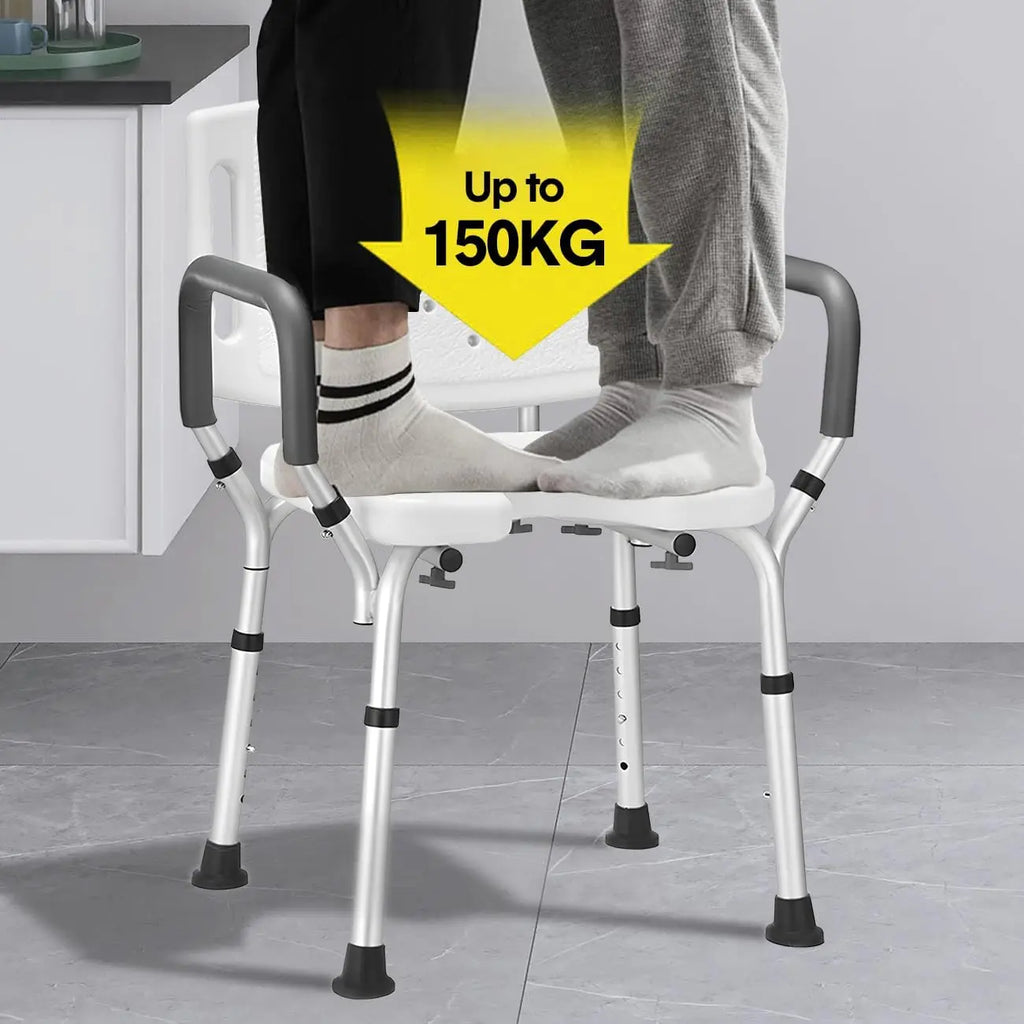 Legs Shower Chair with Back, Waterproof  Stool, Bathroom Seat Sturdy Shower Stool for Elderly Pregnant Seniors