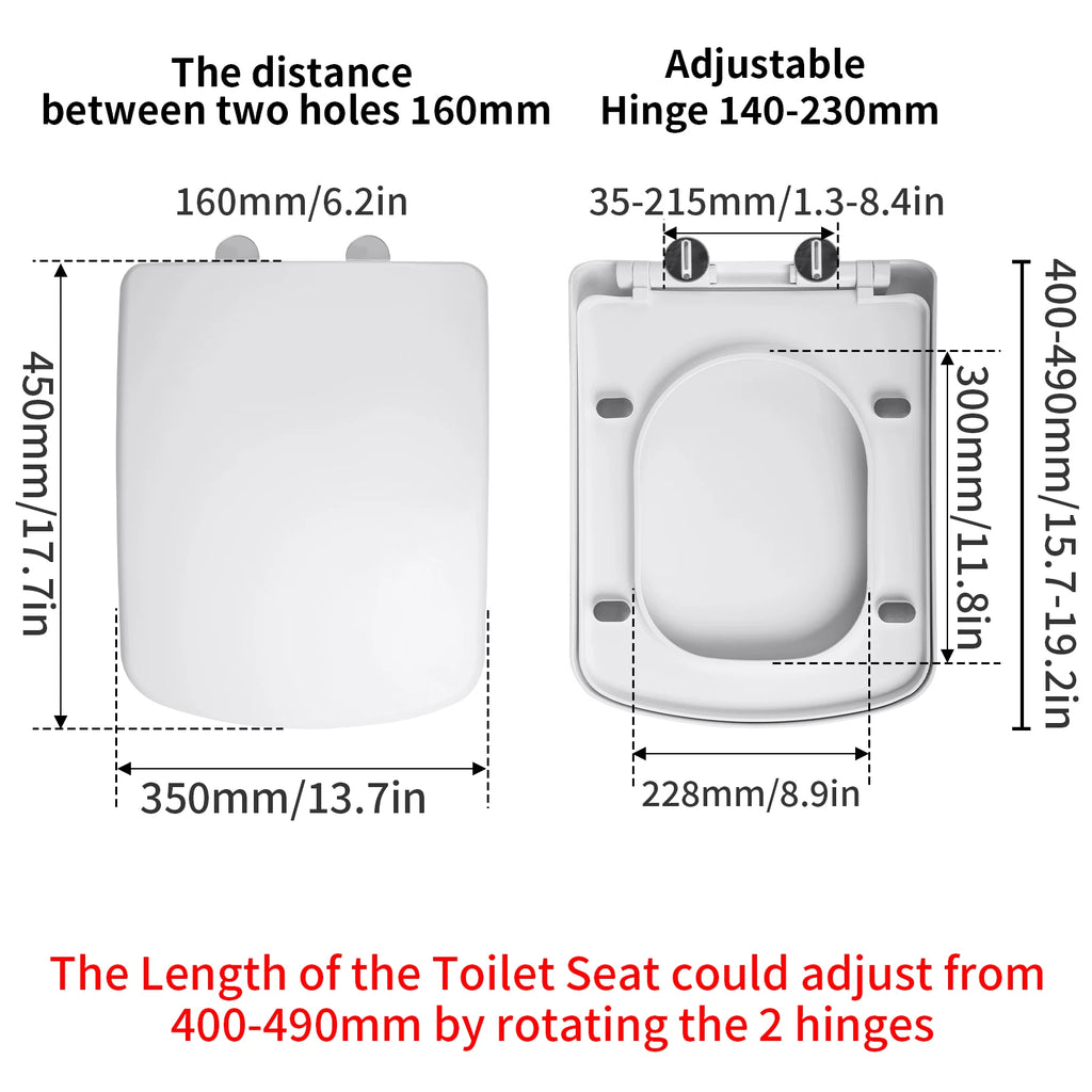 White Toilet Seat Soft Close Soft Close PP Toilet Seat Bottom and Top Fixing Quick Release for Easy Clean Sturdy Anti-Bacterial