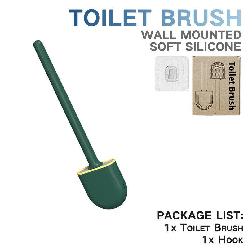 Toilet Brush Silicone Toilet Cleaning Brush Wall Mounted Toilet Cleaner Brooms Set Modern WC Kit Beauty Bathroom Accessories