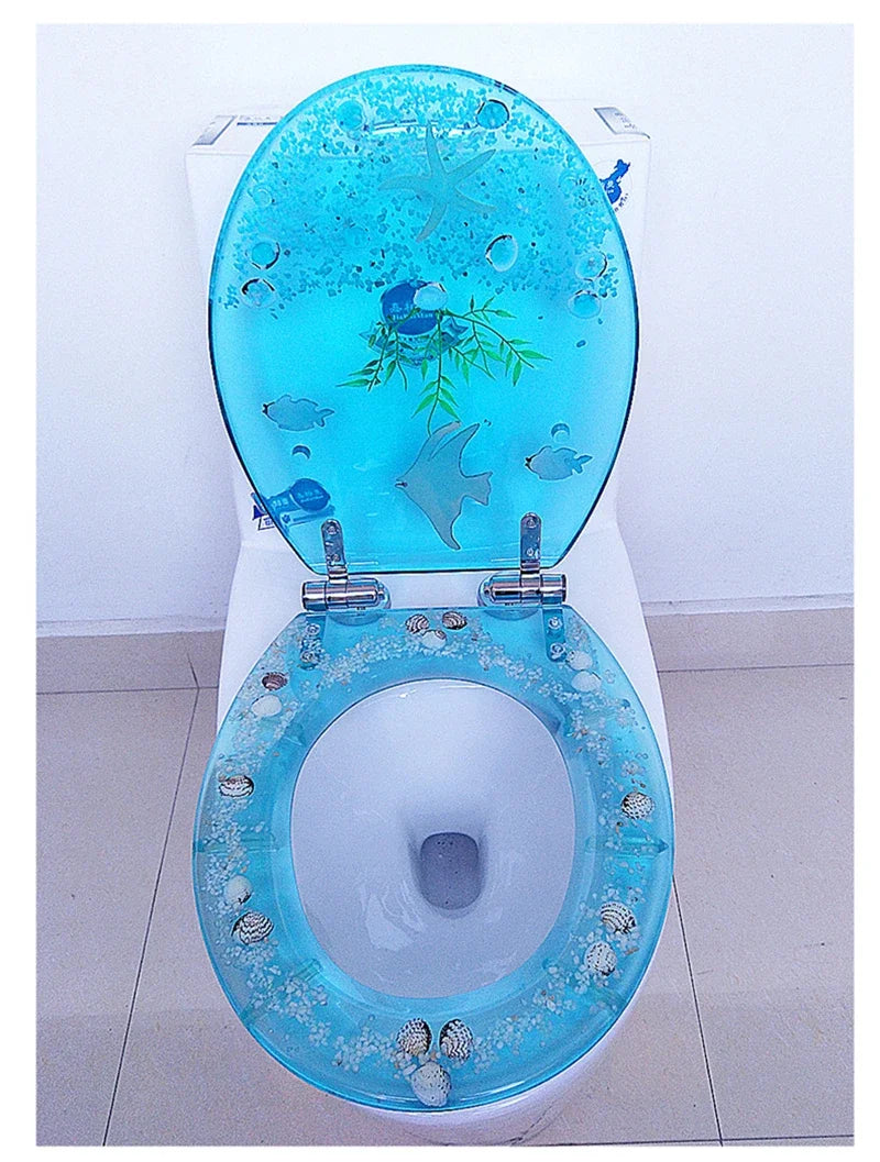 Beautiful Resin Toilet Seat Cover Stainless Steel Slow Down Toilet Cover Mute Thickened U/V/O Universal tapa de baño wc