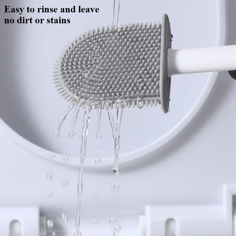 Hot Sale Gap Clean Toilet Brush with Detachable Handle Flat Head Flexible Soft Bristles Brush Water Leak Proof Cleaning Brushe