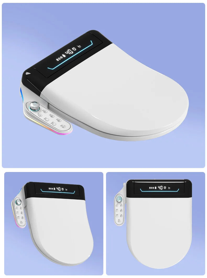Smart Toilet Seat Cover with Instant Heating, Multi-function Wash, Foam Shield, Electric Bidet Lid for Household Bathroom