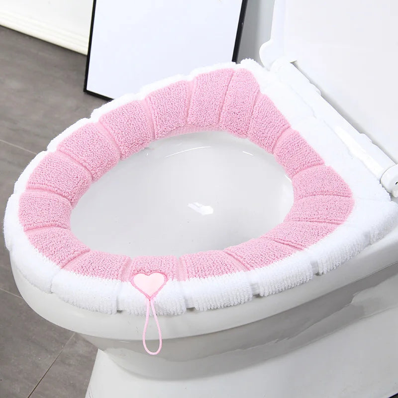 1PC Warm Comfy Toilet Seat Cover Bathroom Toilet Seat Closestool Washable Soft Warmer Mat Cover Pad Cushion Tapa WC Mat F1128