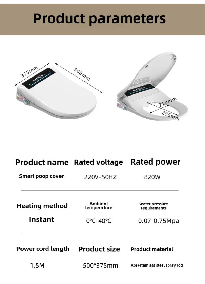 Automatic Intelligent Toilet Seat Cover with Cleaning and Drying Functions 110/220V Fully Automatic Smart Toilet Seat Cover