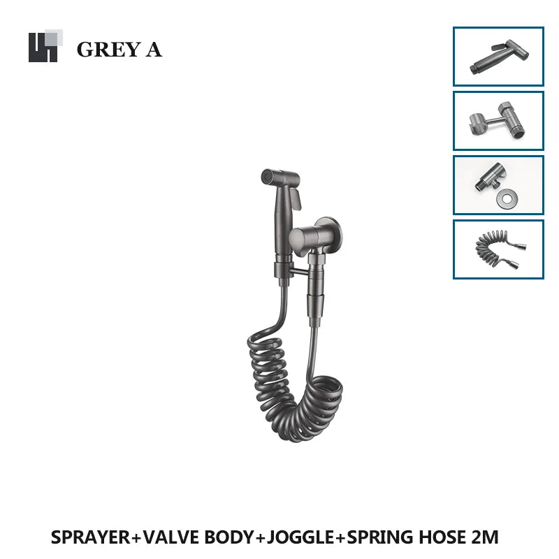 Brushed Gold Handheld Toilet Seat Bathtub Sprayer Stainless Steel Shower Handheld Spray Gun Wall-Mounted Bathroom Accessories