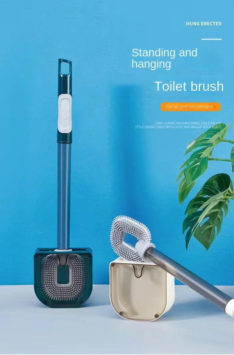 Soap Dispensing Toilet Brush with Holder TPR Silicone Long Handled Cleaning Brush Wc Toilet Brushes Bathroom Accessories