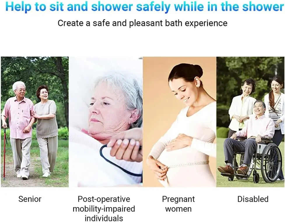 ngzhe Folding Bench Wall Mounted Flip-up Ba Seat Screw-in Bathroom Chair Stool wi Non-Slip Feet Drainage Holes Head Slot for E